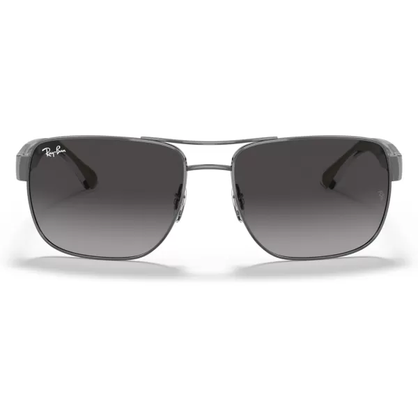 RayBan Mens Rb3530 Square SunglassesGunmetalLight Grey Gradient Dark Grey