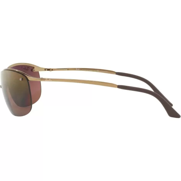 RayBan Mens Rb3542 Chromance Rectangular SunglassesBronzePolarized Purple Mirrored Gold Gradient