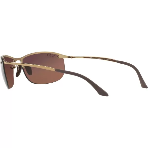 RayBan Mens Rb3542 Chromance Rectangular SunglassesBronzePolarized Purple Mirrored Gold Gradient