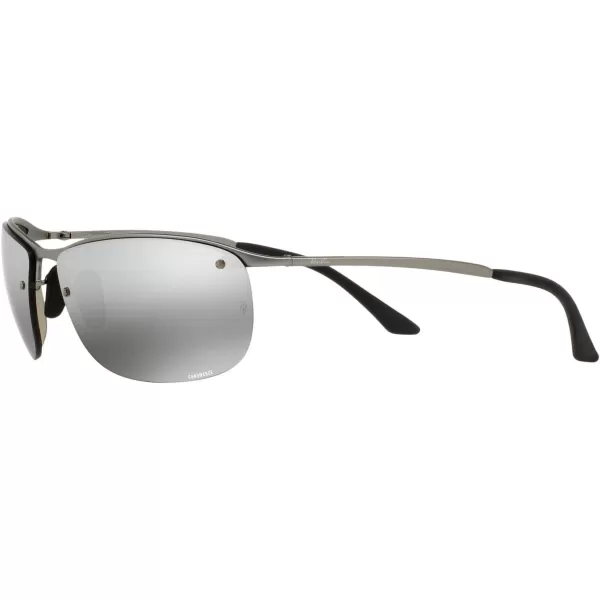 RayBan Mens Rb3542 Chromance Rectangular SunglassesMatte GunmetalPolarized Grey Mirrored Silver