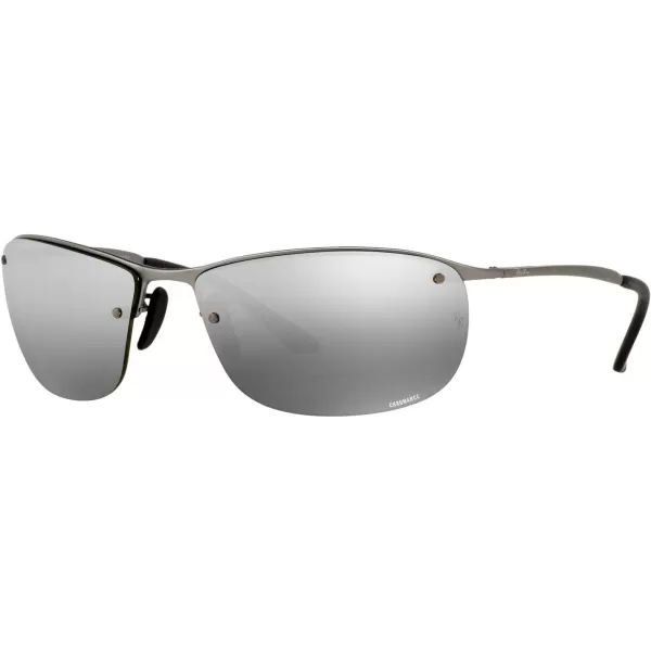 RayBan Mens Rb3542 Chromance Rectangular SunglassesMatte GunmetalPolarized Grey Mirrored Silver