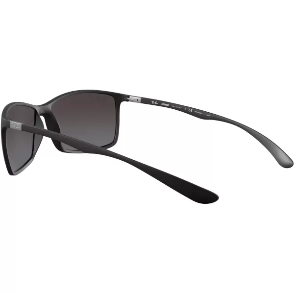 RayBan Mens Rb4179 Liteforce Square SunglassesMatte BlackPolarized Grey Mirrored Gradient Silver