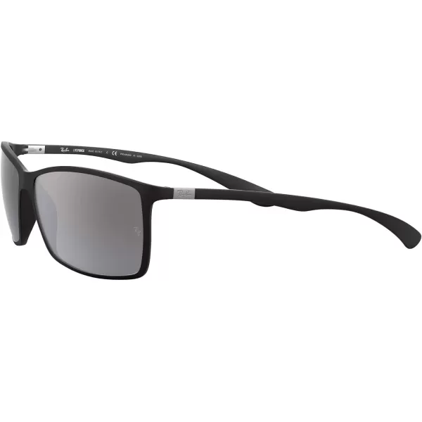 RayBan Mens Rb4179 Liteforce Square SunglassesMatte BlackPolarized Grey Mirrored Gradient Silver