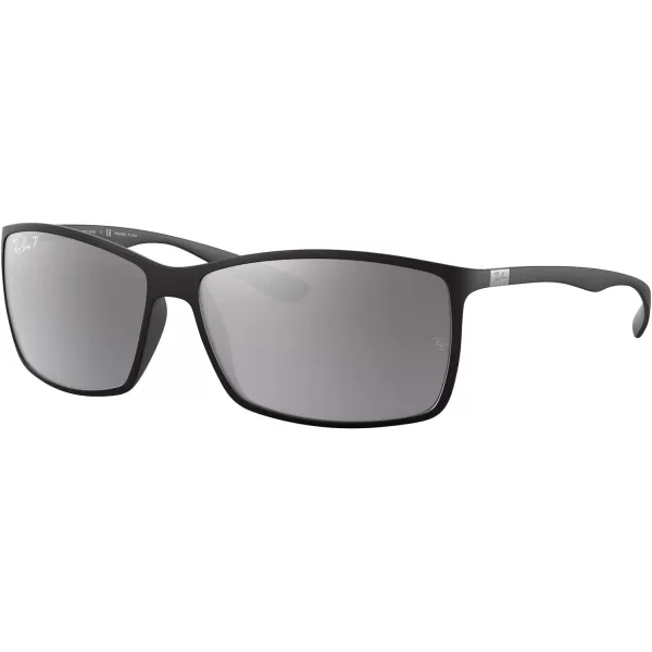 RayBan Mens Rb4179 Liteforce Square SunglassesMatte BlackPolarized Grey Mirrored Gradient Silver