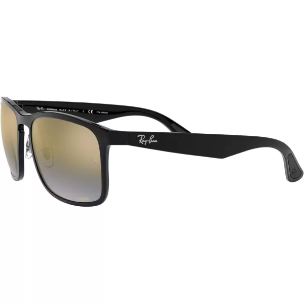 RayBan Mens Rb4264 Chromance Square SunglassesBlackPolarized Blue Mirrored Gold Gradient