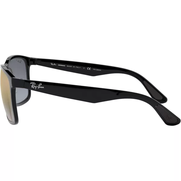 RayBan Mens Rb4264 Chromance Square SunglassesBlackPolarized Blue Mirrored Gold Gradient