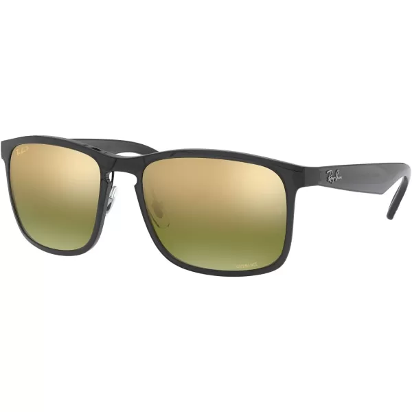 RayBan Mens Rb4264 Chromance Square SunglassesGreyPolarized Green Mirrored Gold Gradient