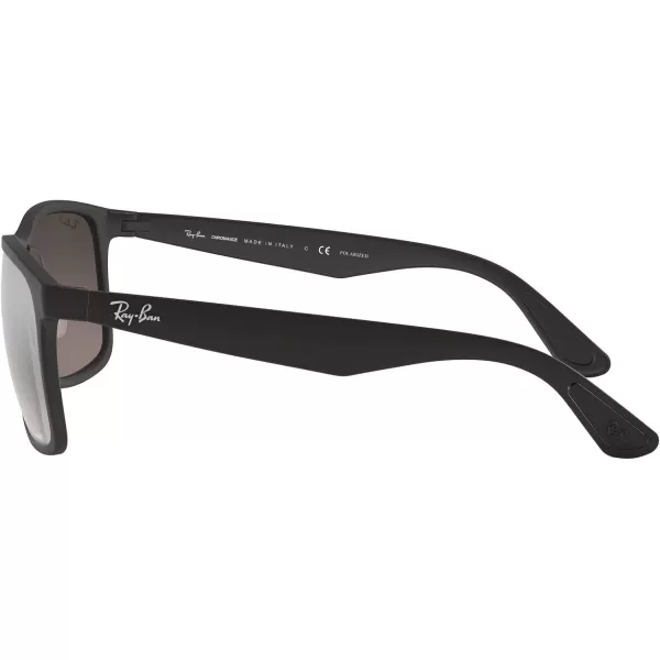 RayBan Mens Rb4264 Chromance Square SunglassesMatte BlackPolarized Grey Mirrored Silver