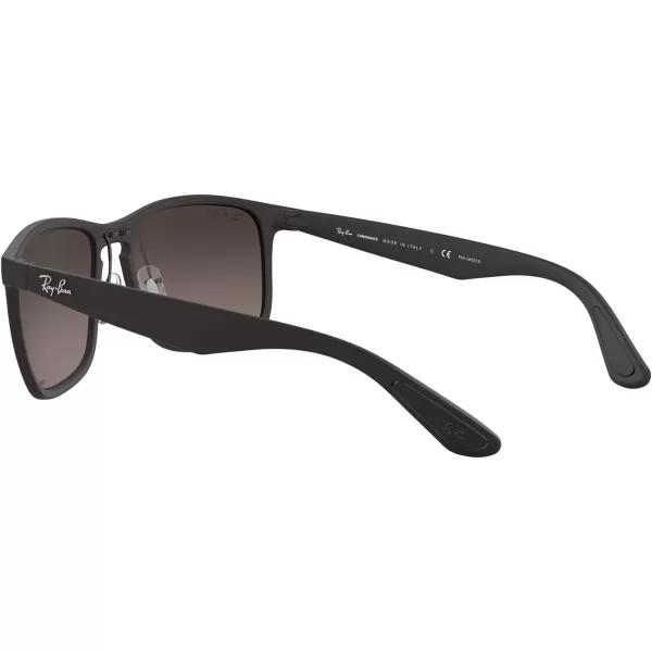 RayBan Mens Rb4264 Chromance Square SunglassesMatte BlackPolarized Grey Mirrored Silver