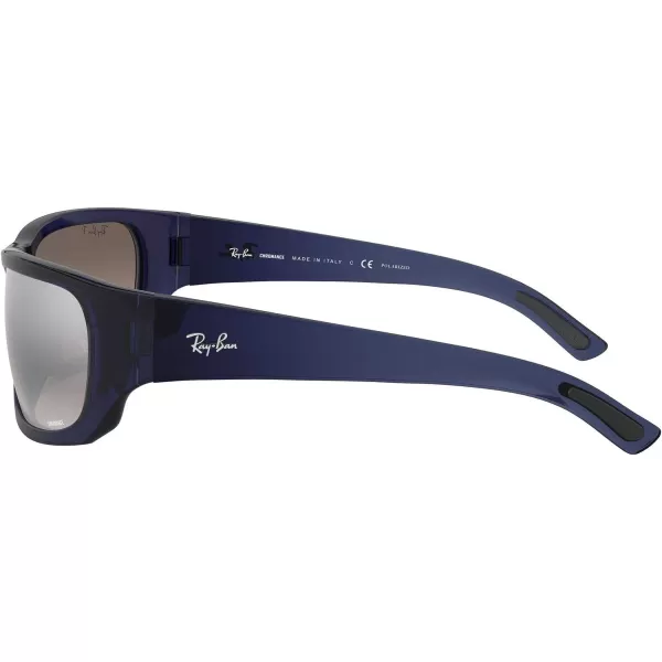 RayBan Mens Rb4283ch Chromance Rectangular SunglassesBluePolarized Grey Mirrored Silver