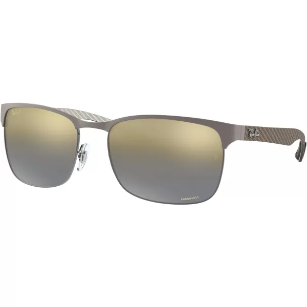 RayBan Mens Rb8319ch Chromance Square SunglassesGunmetal on Matte GunmetalPolarized Blue Mirrored Gold Gradient