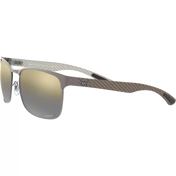 RayBan Mens Rb8319ch Chromance Square SunglassesGunmetal on Matte GunmetalPolarized Blue Mirrored Gold Gradient