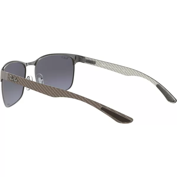 RayBan Mens Rb8319ch Chromance Square SunglassesGunmetal on Matte GunmetalPolarized Blue Mirrored Gold Gradient