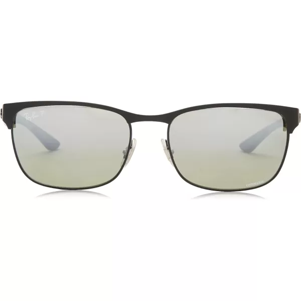 RayBan Mens Rb8319ch Chromance Square SunglassesMatte Black on BlackPolarized Grey Mirrored Silver