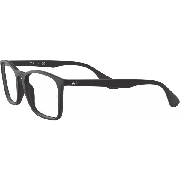 RayBan Mens Rx7045 Square Prescription Eyeglass FramesRubber BlackDemo Lens