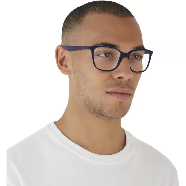 RayBan Mens Rx7066 Square Prescription Eyeglass FramesBlueDemo Lens