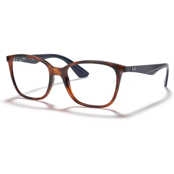 RayBan Mens Rx7066 Square Prescription Eyeglass FramesLight HavanaDemo Lens