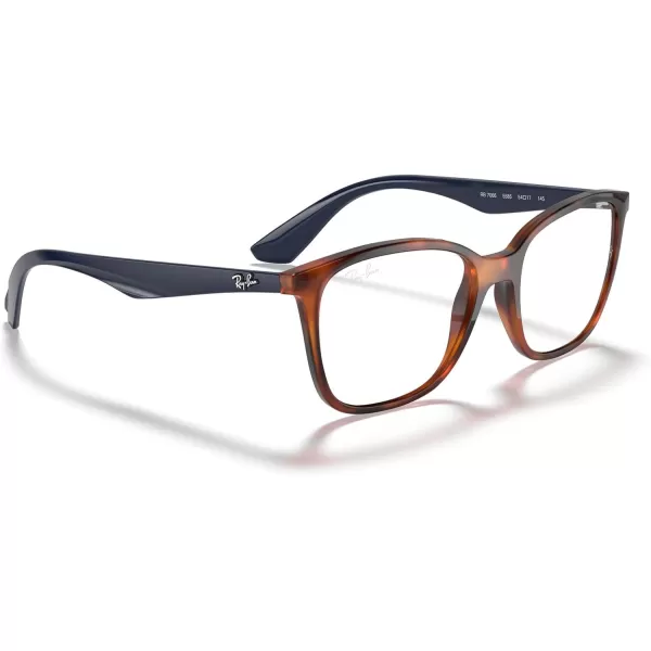 RayBan Mens Rx7066 Square Prescription Eyeglass FramesLight HavanaDemo Lens