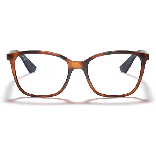 RayBan Mens Rx7066 Square Prescription Eyeglass FramesLight HavanaDemo Lens