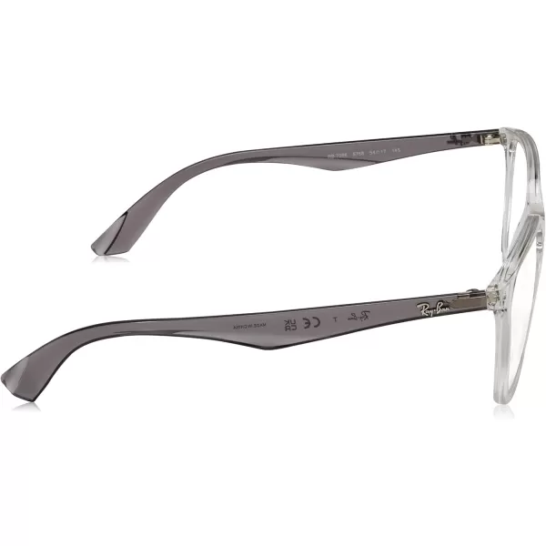 RayBan Mens Rx7066 Square Prescription Eyeglass FramesTransparent on GreyDemo Lens