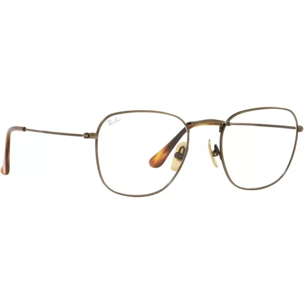 RayBan Mens Rx8157v Frank Titanium Square Prescription Eyewear FramesDemigloss Antique GoldDemo Lens