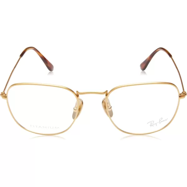 RayBan Mens Rx8157v Frank Titanium Square Prescription Eyewear FramesDemigloss Brushed GoldDemo Lens