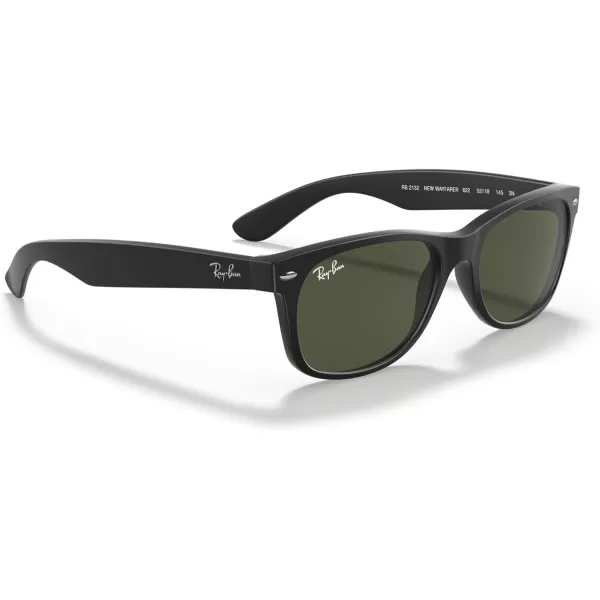 RayBan New Wayfarer Sunglasses Matte Black RB2132 622 52Rubber BlackG15 Green