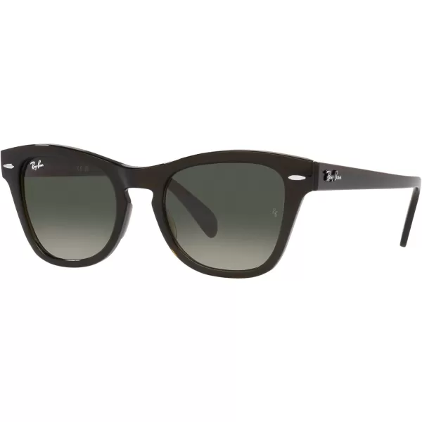 RayBan RB0707s Square SunglassesTransparent Olive GreenGrey Gradient