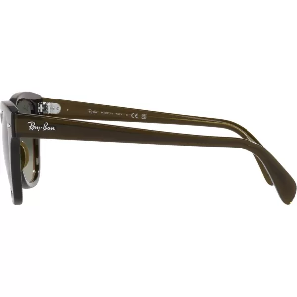 RayBan RB0707s Square SunglassesTransparent Olive GreenGrey Gradient