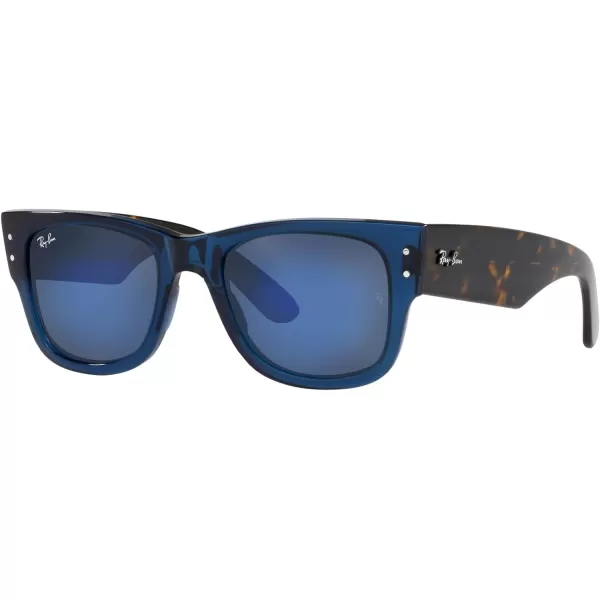 RayBan RB0840s Mega Wayfarer Square SunglassesTransparent Dark BlueGrey Mirrored Blue