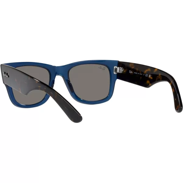 RayBan RB0840s Mega Wayfarer Square SunglassesTransparent Dark BlueGrey Mirrored Blue