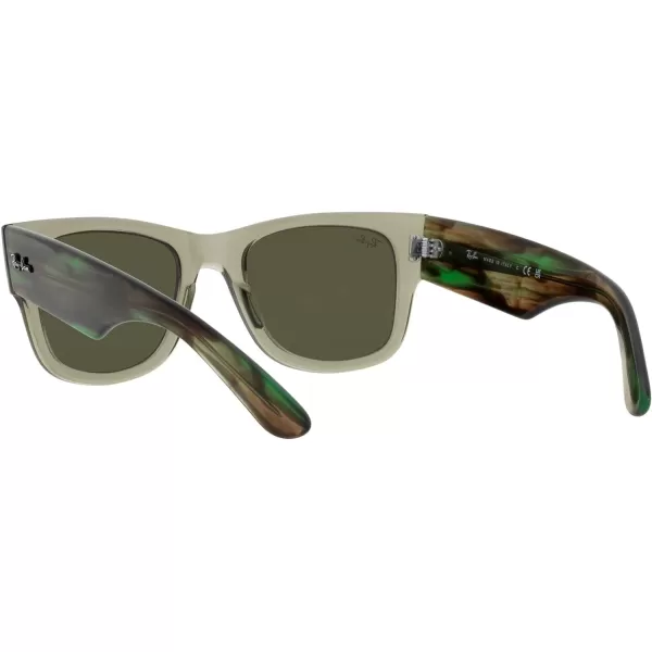 RayBan RB0840s Mega Wayfarer Square SunglassesTransparent GreenGrey Mirror