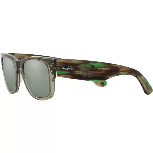 RayBan RB0840s Mega Wayfarer Square SunglassesTransparent GreenGrey Mirror