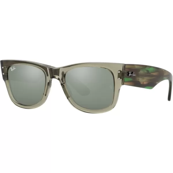 RayBan RB0840s Mega Wayfarer Square SunglassesTransparent GreenGrey Mirror