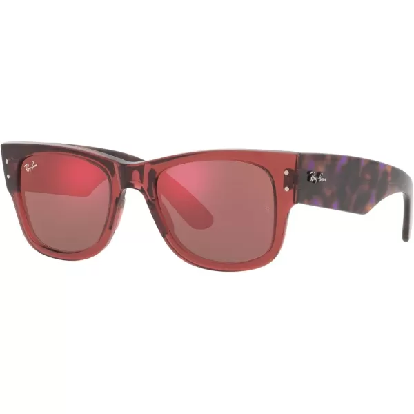 RayBan RB0840s Mega Wayfarer Square SunglassesTransparent PinkBrown Mirrored Dark Red