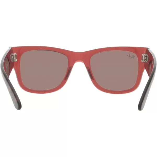 RayBan RB0840s Mega Wayfarer Square SunglassesTransparent PinkBrown Mirrored Dark Red