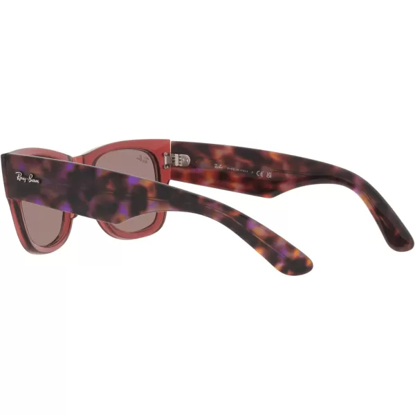 RayBan RB0840s Mega Wayfarer Square SunglassesTransparent PinkBrown Mirrored Dark Red