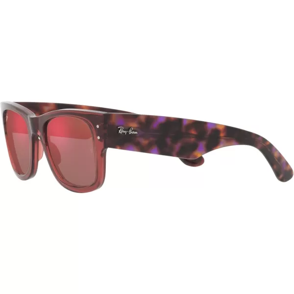 RayBan RB0840s Mega Wayfarer Square SunglassesTransparent PinkBrown Mirrored Dark Red