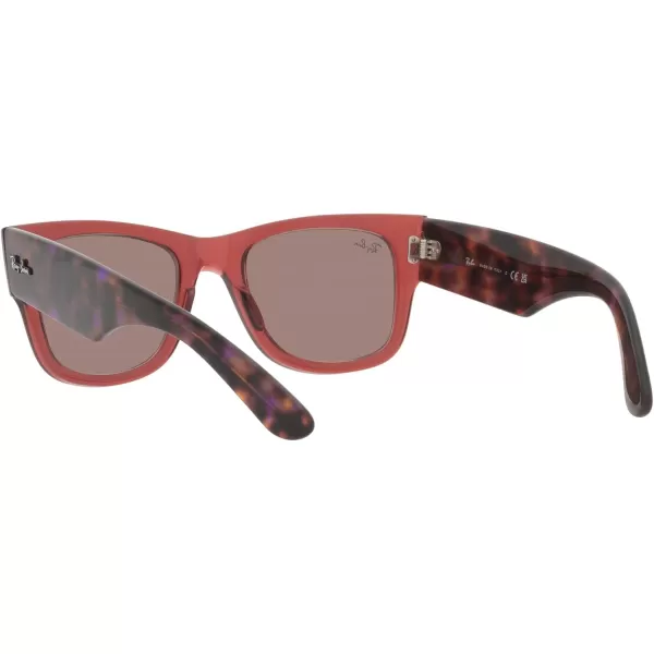 RayBan RB0840s Mega Wayfarer Square SunglassesTransparent PinkBrown Mirrored Dark Red