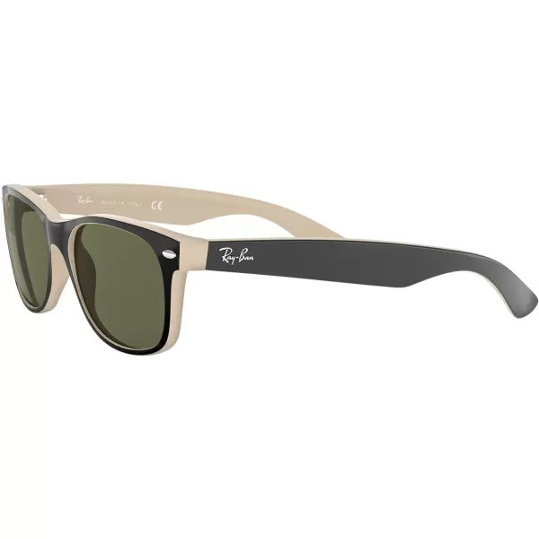 RayBan RB2132 New Wayfarer Mirrored SunglassesBlack on BeigeG15 Green Green