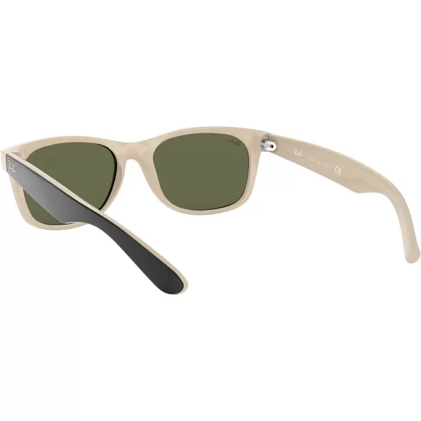 RayBan RB2132 New Wayfarer Mirrored SunglassesBlack on BeigeG15 Green Green