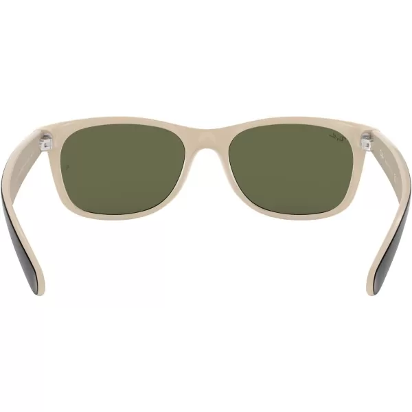 RayBan RB2132 New Wayfarer Mirrored SunglassesBlack on BeigeG15 Green Green