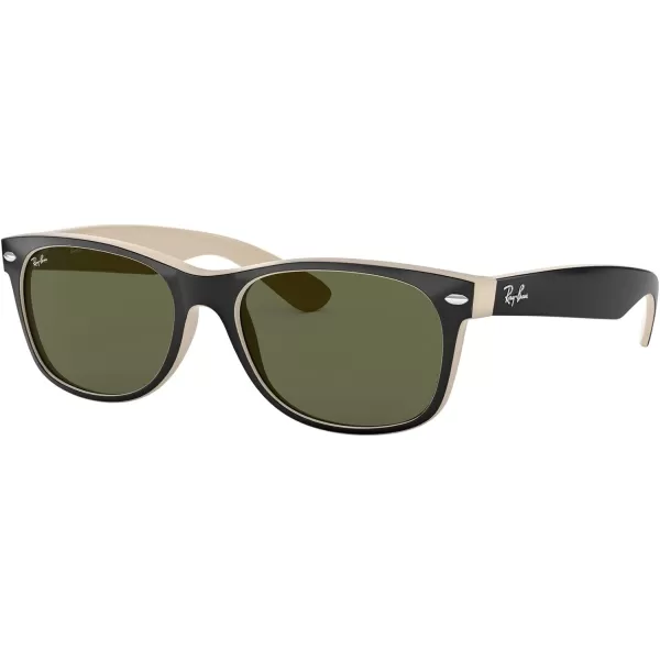 RayBan RB2132 New Wayfarer Mirrored SunglassesBlack on BeigeG15 Green Green