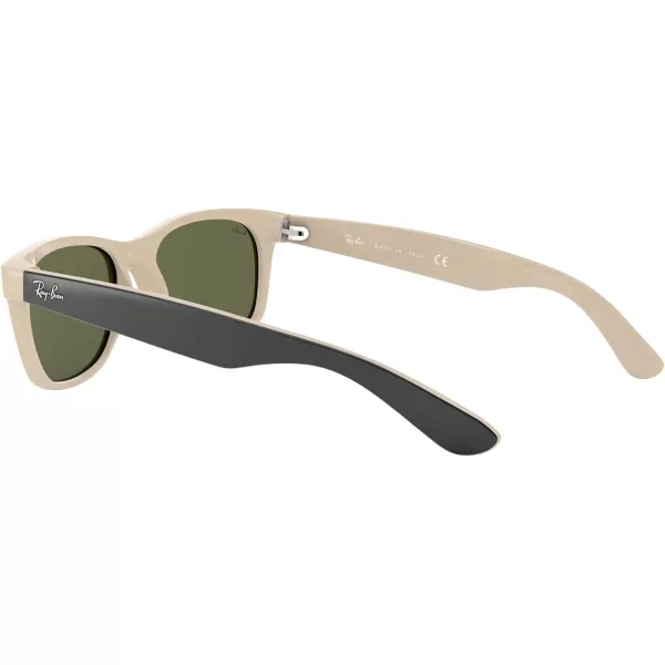 RayBan RB2132 New Wayfarer Mirrored SunglassesBlack on BeigeG15 Green Green