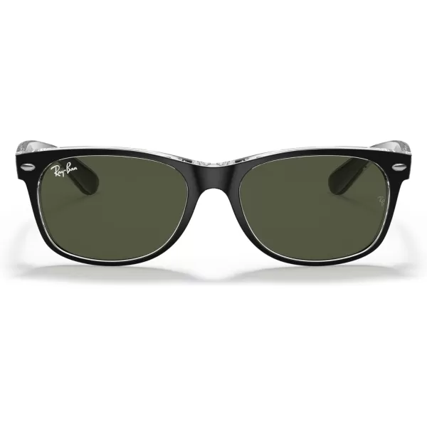 RayBan RB2132 New Wayfarer Mirrored SunglassesBlack on TransparentG15 Green Green