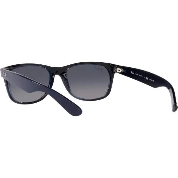 RayBan RB2132f New Wayfarer Asian Fit SunglassesMatte Blue on Transparent BluePolarized Gradient Blue