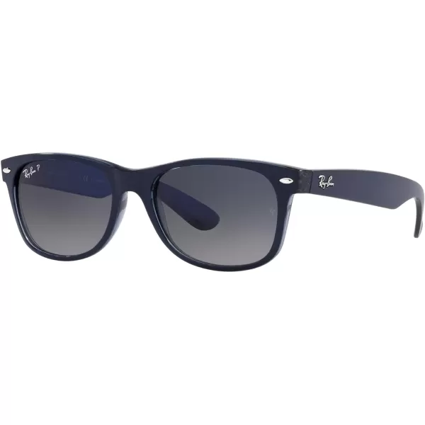 RayBan RB2132f New Wayfarer Asian Fit SunglassesMatte Blue on Transparent BluePolarized Gradient Blue