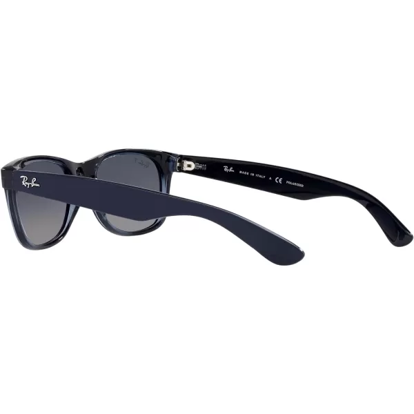 RayBan RB2132f New Wayfarer Asian Fit SunglassesMatte Blue on Transparent BluePolarized Gradient Blue