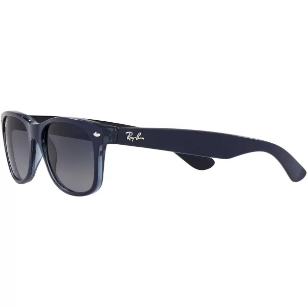 RayBan RB2132f New Wayfarer Asian Fit SunglassesMatte Blue on Transparent BluePolarized Gradient Blue