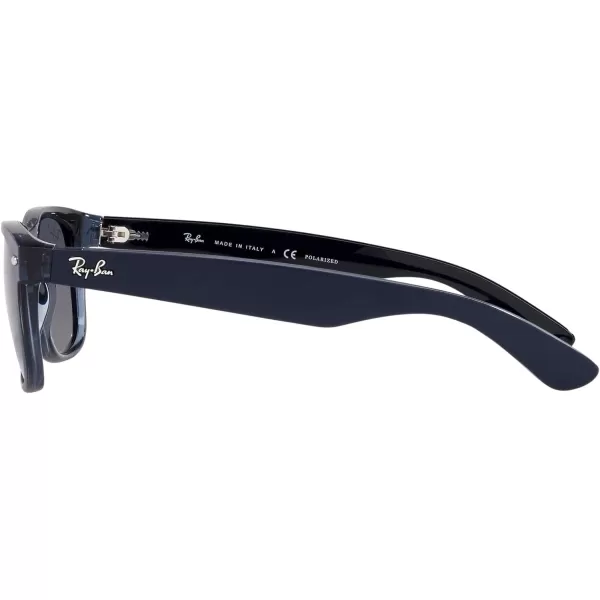 RayBan RB2132f New Wayfarer Asian Fit SunglassesMatte Blue on Transparent BluePolarized Gradient Blue